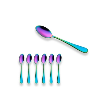 Mini cuillère à café en acier inoxydable multicolore