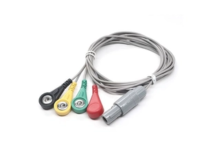 China 4-Pin LEMO-Compatible to 3-Lead 4.0mm ECG Female Snap Cable manufacturer