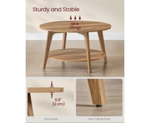 Wholesale Round Coffee Table, 2 Tier Coffee Table with Storage