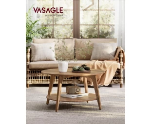 Wholesale Round Coffee Table, 2 Tier Coffee Table with Storage