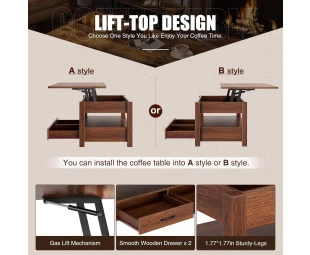 Wholesale Lift Top Coffee Table with Drawers and Hidden Compartment