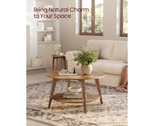 Wholesale Round Coffee Table, 2 Tier Coffee Table with Storage