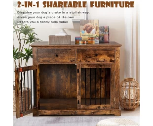 Wholesale Large Dog Crate Furniture, Wooden Dog Kennel, Pet Cage Dog House Indoor