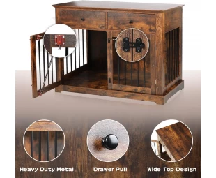 Wholesale Large Dog Crate Furniture, Wooden Dog Kennel, Pet Cage Dog House Indoor