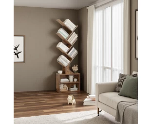 Wholesale Tree Bookshelf Floor Standing Bookcase, Wood Book Storage Rack