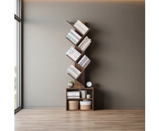 Wholesale Tree Bookshelf Floor Standing Bookcase, Wood Book Storage Rack