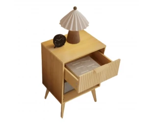 Stand notturno in legno all'ingrosso con deposito di apertura, comodino in legno con cassetto