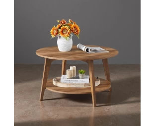 Wholesale Round Coffee Table, 2 Tier Coffee Table with Storage