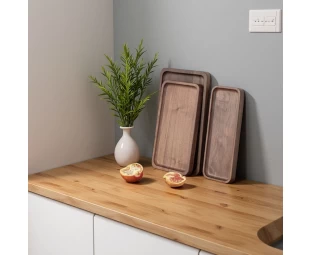 Wholesale Wood Solid Walnut Wood Tray, Wooden Serving Plates, Solid Wood Small Rectangle Platter