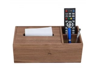 Wholesale Walnut Tissue Box Napkin Dispenser Desk Storage Box Container Desktop Supplies Organisers