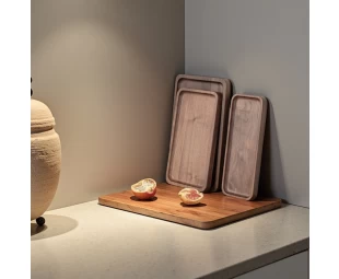Wholesale Wood Solid Walnut Wood Tray, Wooden Serving Plates, Solid Wood Small Rectangle Platter