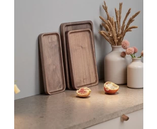 Wholesale Wood Solid Walnut Wood Tray, Wooden Serving Plates, Solid Wood Small Rectangle Platter