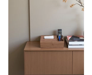 Wholesale Walnut Tissue Box Napkin Dispenser Desk Storage Box Container Desktop Supplies Organisers