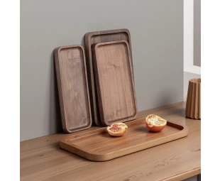 Wholesale Wood Solid Walnut Wood Tray, Wooden Serving Plates, Solid Wood Small Rectangle Platter