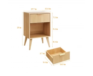 Wholesale Wooden Night Stand with Opening Storage, Wood Bedside Table with Drawer