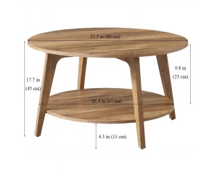 Wholesale Round Coffee Table, 2 Tier Coffee Table with Storage