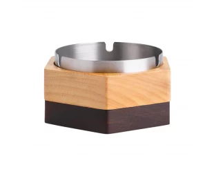 Wholesale Wooden Ashtray, Hexagonal Solid Wood Windproof Ashtrays, Cigar Ashtray With Lid