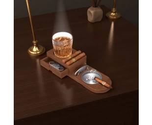 Wholesale Wooden Ashtray, Wooden Cigar Ashtray with Cutter Slot and Humidor