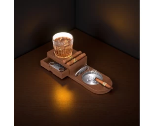 Wholesale Wooden Ashtray, Wooden Cigar Ashtray with Cutter Slot and Humidor