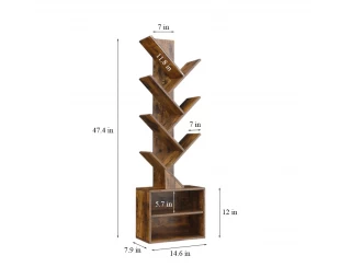 Wholesale Tree Bookshelf Floor Standing Bookcase, Wood Book Storage Rack