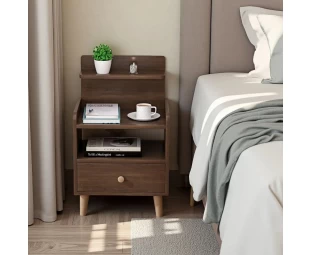 Wholesale Night Stand, Wood Bedside Tables with Drawers and Storage Shelves
