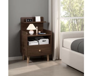 Wholesale Night Stand, Wood Bedside Tables with Drawers and Storage Shelves