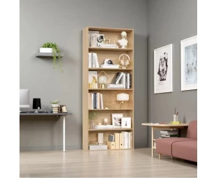 Wholesale Freestanding Display Storage Shelves, 6-Tier Open Bookcase and Solid Wood Bookshelf