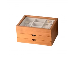 Custom Solid Wood Jewelry Box, 3-Layer Jewelry Organizer for Rings, Earrings, Necklaces and Bracelets