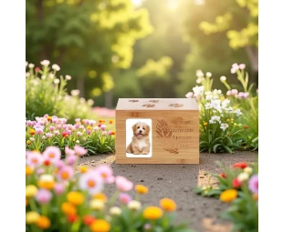 Custom Wooden Pet Urn | Personalized Memorial for Dogs & Cats Ashes, Engraved Keepsake Urn