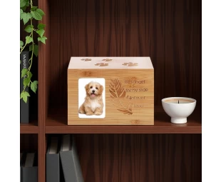 Custom Wooden Pet Urn | Personalized Memorial for Dogs & Cats Ashes, Engraved Keepsake Urn