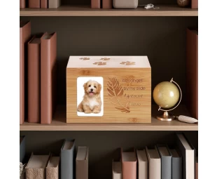 Custom Wooden Pet Urn | Personalized Memorial for Dogs & Cats Ashes, Engraved Keepsake Urn