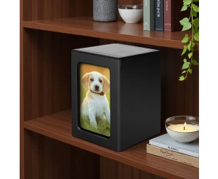 Gandum Memorial Pet Kayu Adat dengan Bingkai Foto - Anjing Anjing Peribadi Urn