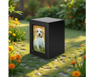 Gandum Memorial Pet Kayu Adat dengan Bingkai Foto - Anjing Anjing Peribadi Urn