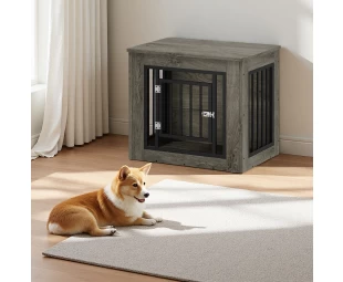 Mobili per casse per cani personalizzati, gabbia per cani fusion in legno di ferro, cani per cani da interno, tavolo da estremità laterale