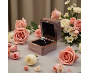 Wholesale Personalized Wooden Ring Box, Square Ring Holder Box with Single Slot
