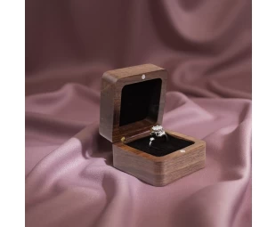 Wholesale Personalized Wooden Ring Box, Square Ring Holder Box with Single Slot
