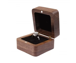 Wholesale Personalized Wooden Ring Box, Square Ring Holder Box with Single Slot