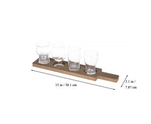 Wholesale Rustic Wooden Tray Brown Solid Wood Beer Cup Holder