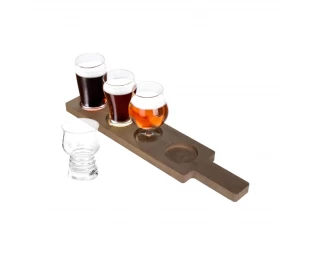 Wholesale Rustic Wooden Tray Brown Solid Wood Beer Cup Holder