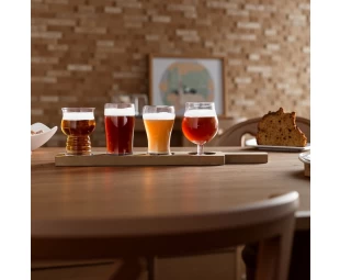 Wholesale Rustic Wooden Tray Brown Solid Wood Beer Cup Holder