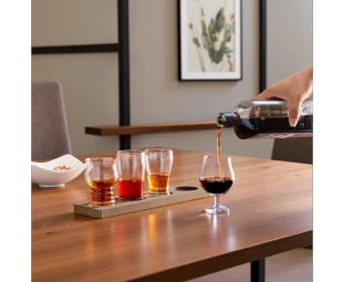 Wholesale Rustic Wooden Tray Brown Solid Wood Beer Cup Holder