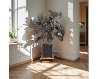 Caddy pianta in legno all'ingrosso, supporto per piante con ruote bloccabili