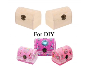 Оптовая равнина незаконченная деревянная коробка для DIY, неокрашенная деревянная ювелирная коробка