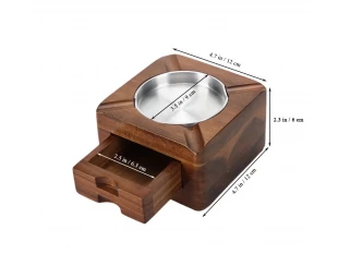 Wholesale Wooden Square Ashtray with Cigar Accessories Drawer - Ideal for Bars & Lounges