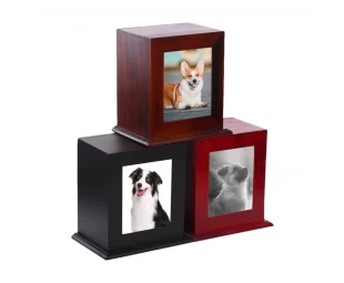 Wholesale Wood Pet Urn with Photo Frame, Pets Ashes Box Memorial Box for Animal Ashes