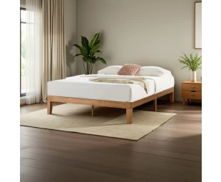 Wholesale Solid Wood Bed Frame, Queen Size Bed Base, Luxury Modern Wooden Double Bed