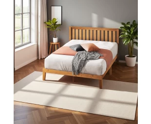 Wholesale Solid Wood Platform Bed with Headboard, Wood Slat Support