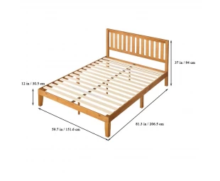 Wholesale Solid Wood Platform Bed with Headboard, Wood Slat Support