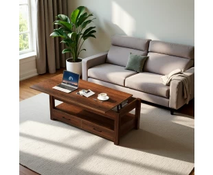 Customed Lift Top Coffee Table with Drawers and Hidden Compartment