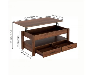 Customed Lift Top Coffee Table with Drawers and Hidden Compartment